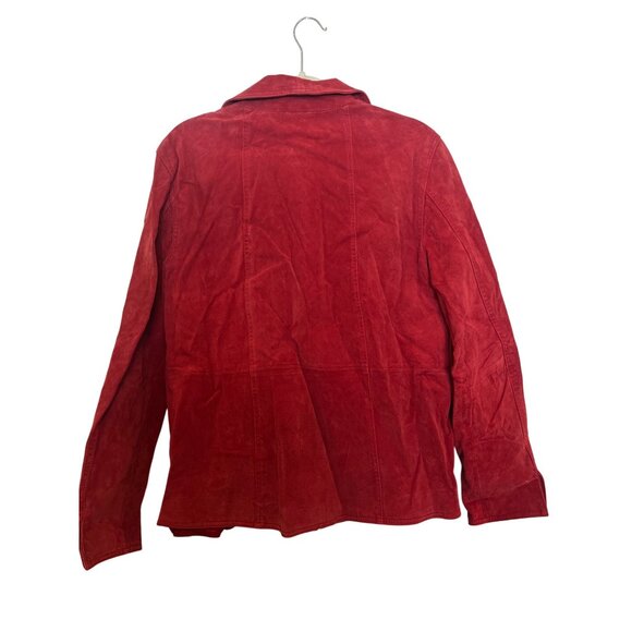 Vintage Coldwater Creek Red Suede Jacket Womens L Fully Lined Zip Front Classic - Picture 2 of 4